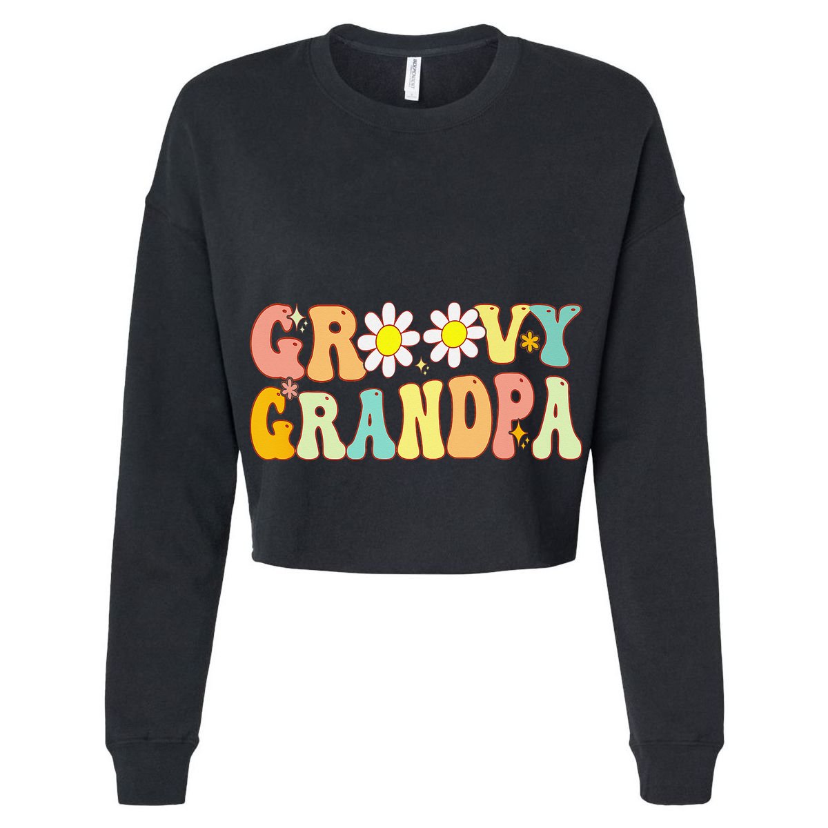 Retro Groovy Grandpa Birthday Matching Family Father's Day Women's Crop Top Tee