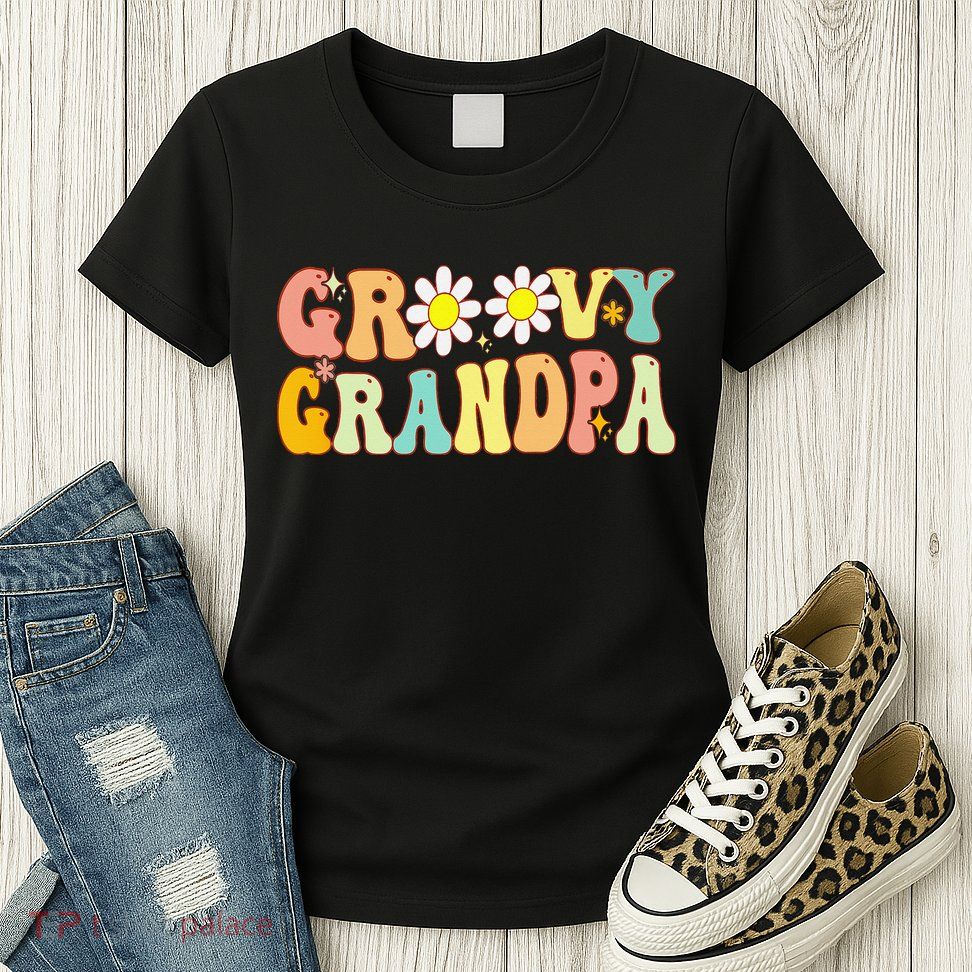 Retro Groovy Grandpa Birthday Matching Family Father's Day Womens T-Shirt