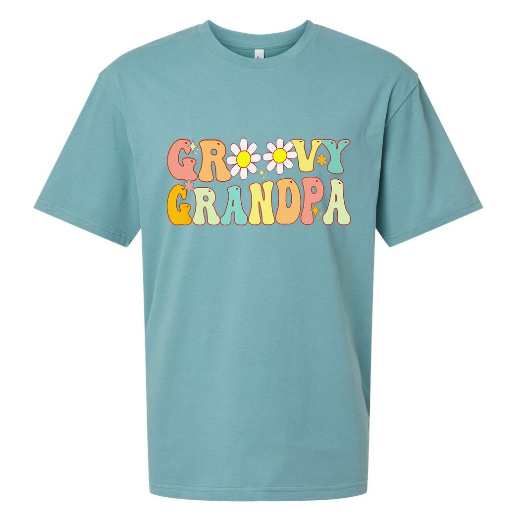 Retro Groovy Grandpa Birthday Matching Family Father's Day Sueded Cloud Jersey T-Shirt
