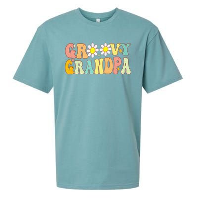 Retro Groovy Grandpa Birthday Matching Family Father's Day Sueded Cloud Jersey T-Shirt