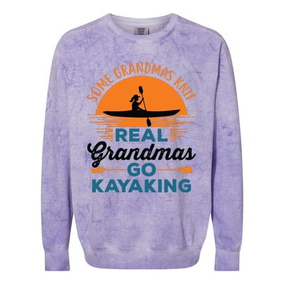 Real Grandmas Go Kayaking Yak Kayak Canoe Kayaker Colorblast Crewneck Sweatshirt