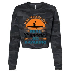 Real Grandmas Go Kayaking Yak Kayak Canoe Kayaker Cropped Pullover Crew