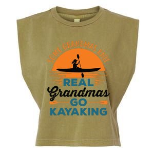 Real Grandmas Go Kayaking Yak Kayak Canoe Kayaker Garment-Dyed Women's Muscle Tee