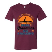 Real Grandmas Go Kayaking Yak Kayak Canoe Kayaker V-Neck T-Shirt