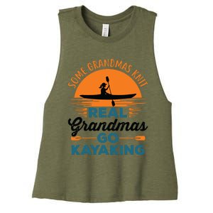 Real Grandmas Go Kayaking Yak Kayak Canoe Kayaker Women's Racerback Cropped Tank