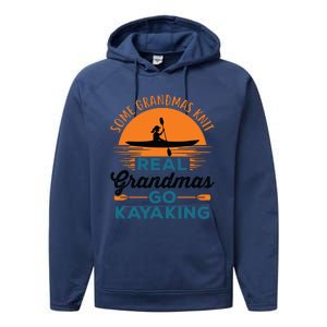 Real Grandmas Go Kayaking Yak Kayak Canoe Kayaker Performance Fleece Hoodie