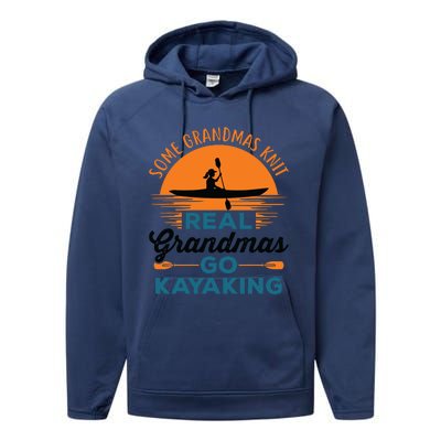 Real Grandmas Go Kayaking Yak Kayak Canoe Kayaker Performance Fleece Hoodie