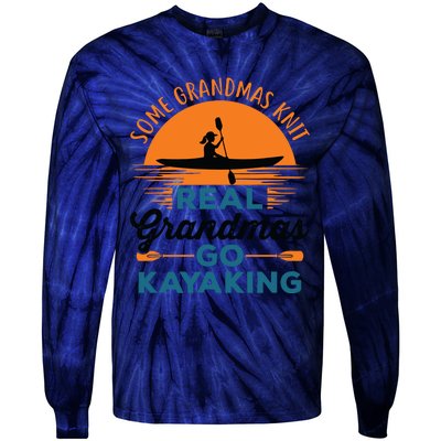 Real Grandmas Go Kayaking Yak Kayak Canoe Kayaker Tie-Dye Long Sleeve Shirt