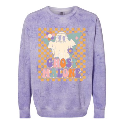 Retro Groovy Ghost Malone Funny Cute For Halloween Costume Colorblast Crewneck Sweatshirt