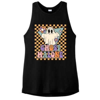 Retro Groovy Ghost Malone Funny Cute For Halloween Costume Ladies PosiCharge Tri-Blend Wicking Tank