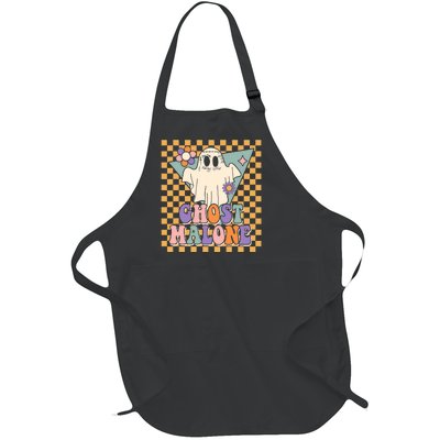 Retro Groovy Ghost Malone Funny Cute For Halloween Costume Full-Length Apron With Pockets