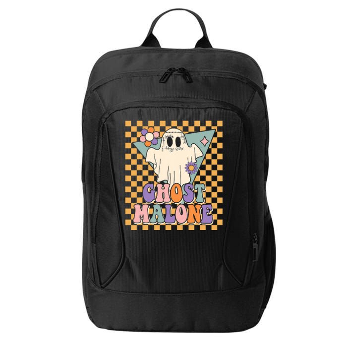 Retro Groovy Ghost Malone Funny Cute For Halloween Costume City Backpack