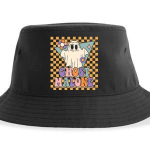 Retro Groovy Ghost Malone Funny Cute For Halloween Costume Sustainable Bucket Hat