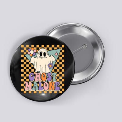 Retro Groovy Ghost Malone Funny Cute For Halloween Costume Button