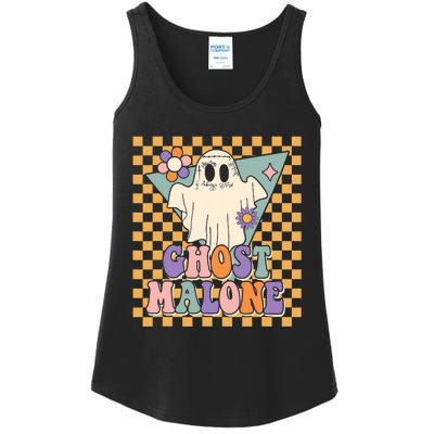 Retro Groovy Ghost Malone Funny Cute For Halloween Costume Ladies Essential Tank