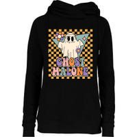 Retro Groovy Ghost Malone Funny Cute For Halloween Costume Womens Funnel Neck Pullover Hood