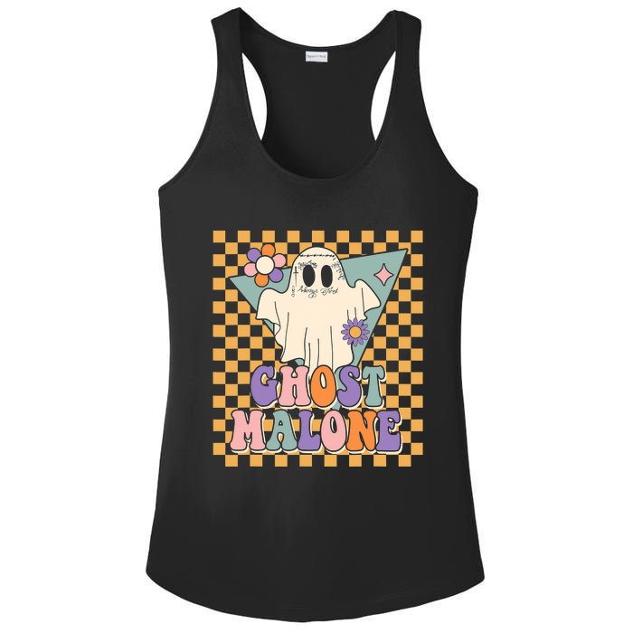 Retro Groovy Ghost Malone Funny Cute For Halloween Costume Ladies PosiCharge Competitor Racerback Tank