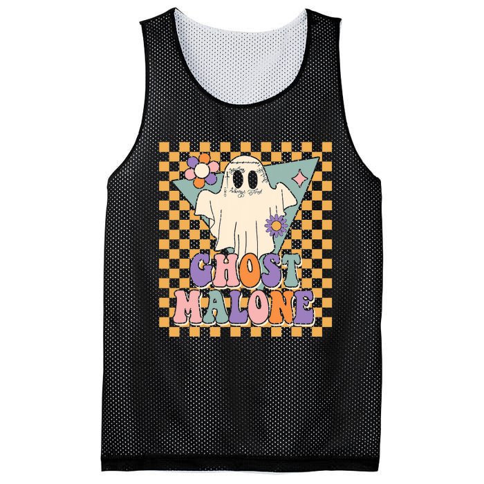 Retro Groovy Ghost Malone Funny Cute For Halloween Costume Mesh Reversible Basketball Jersey Tank