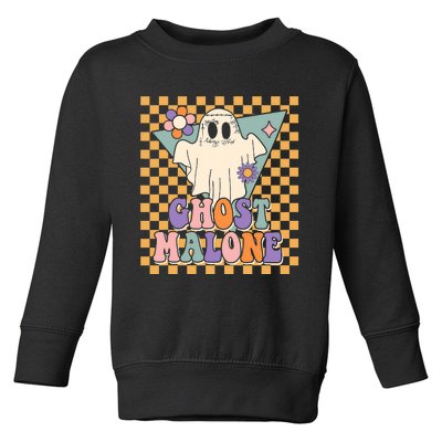 Retro Groovy Ghost Malone Funny Cute For Halloween Costume Toddler Sweatshirt