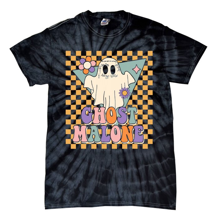 Retro Groovy Ghost Malone Funny Cute For Halloween Costume Tie-Dye T-Shirt