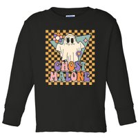 Retro Groovy Ghost Malone Funny Cute For Halloween Costume Toddler Long Sleeve Shirt