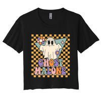 Retro Groovy Ghost Malone Funny Cute For Halloween Costume Women's Crop Top Tee