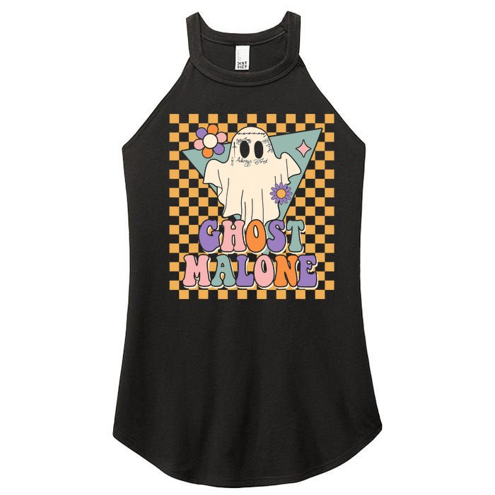 Retro Groovy Ghost Malone Funny Cute For Halloween Costume Women's Perfect Tri Rocker Tank