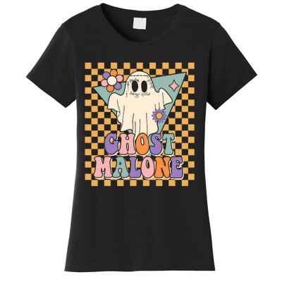 Retro Groovy Ghost Malone Funny Cute For Halloween Costume Women's T-Shirt