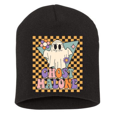 Retro Groovy Ghost Malone Funny Cute For Halloween Costume Short Acrylic Beanie