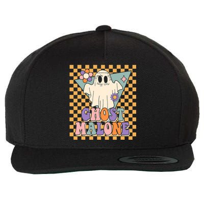 Retro Groovy Ghost Malone Funny Cute For Halloween Costume Wool Snapback Cap