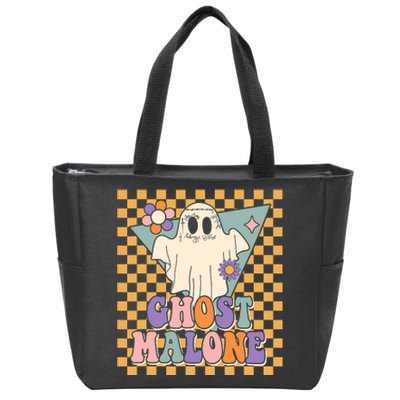 Retro Groovy Ghost Malone Funny Cute For Halloween Costume Zip Tote Bag