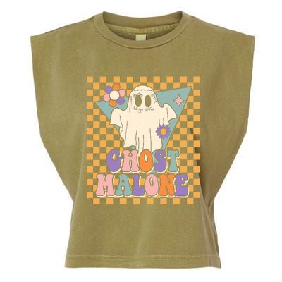 Retro Groovy Ghost Malone Funny Cute For Halloween Costume Garment-Dyed Women's Muscle Tee