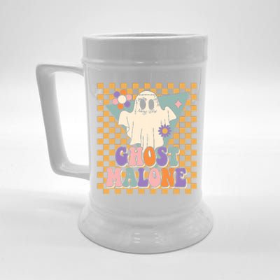 Retro Groovy Ghost Malone Funny Cute For Halloween Costume Beer Stein