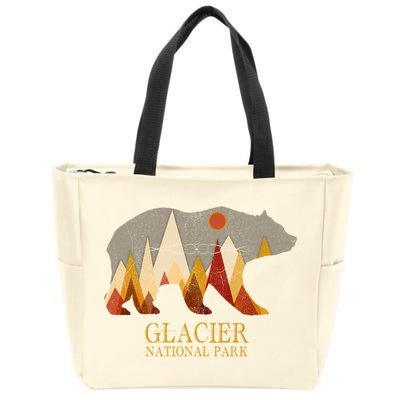 Retro Glacier Grizzly Bear Gift National Park Gift Zip Tote Bag