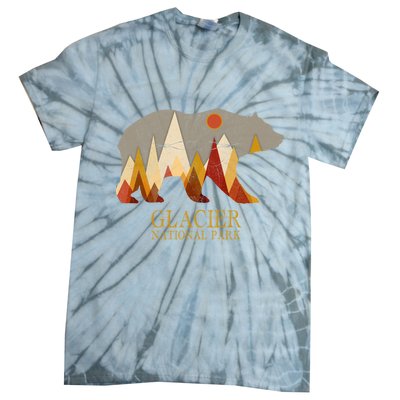 Retro Glacier Grizzly Bear Gift National Park Gift Tie-Dye T-Shirt