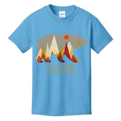 Retro Glacier Grizzly Bear Gift National Park Gift Kids T-Shirt