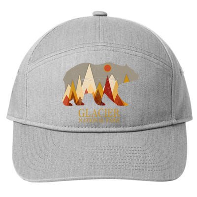 Retro Glacier Grizzly Bear Gift National Park Gift 7-Panel Snapback Hat