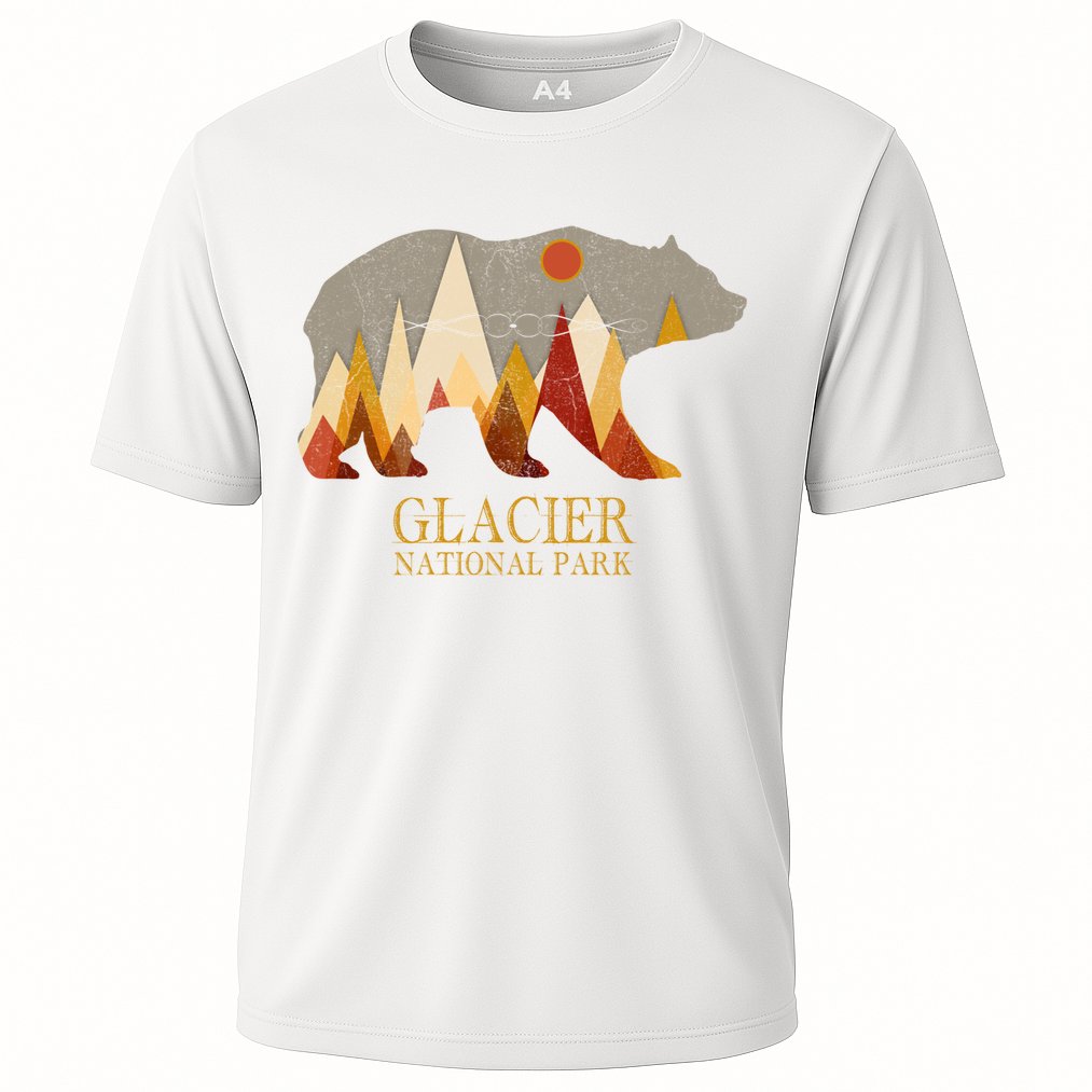 Retro Glacier Grizzly Bear Gift National Park Gift Cooling Performance Crew T-Shirt