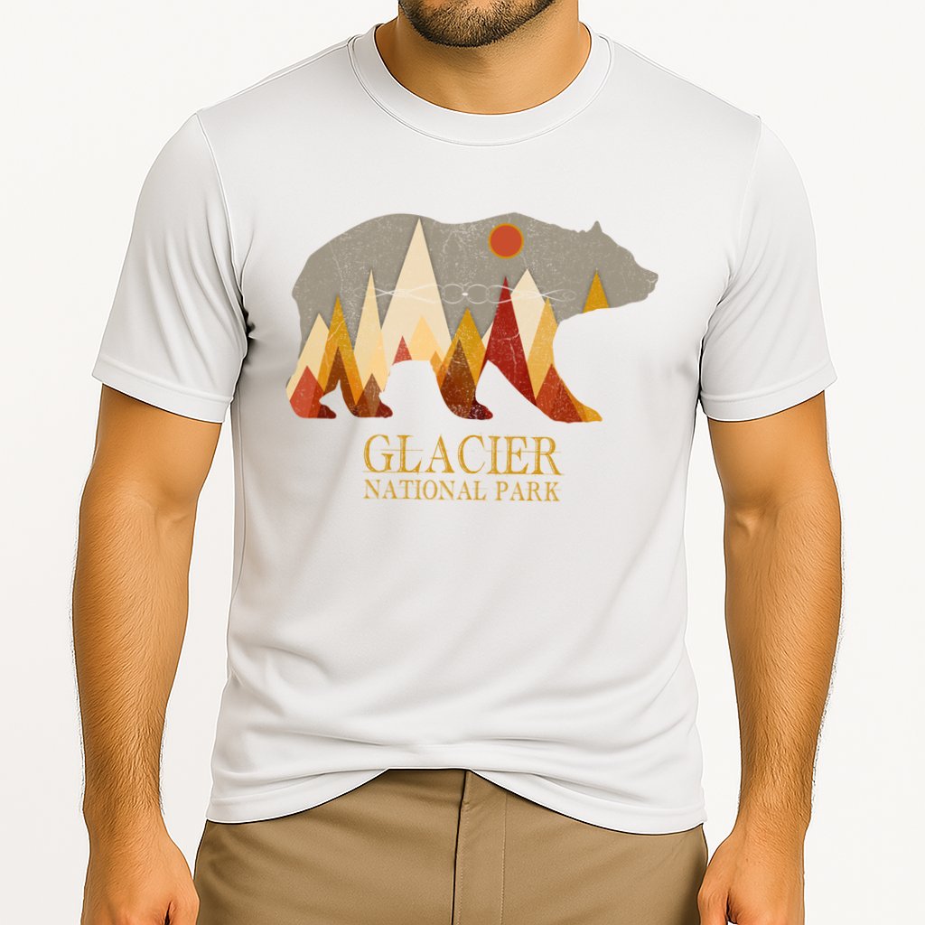 Retro Glacier Grizzly Bear Gift National Park Gift Cooling Performance Crew T-Shirt