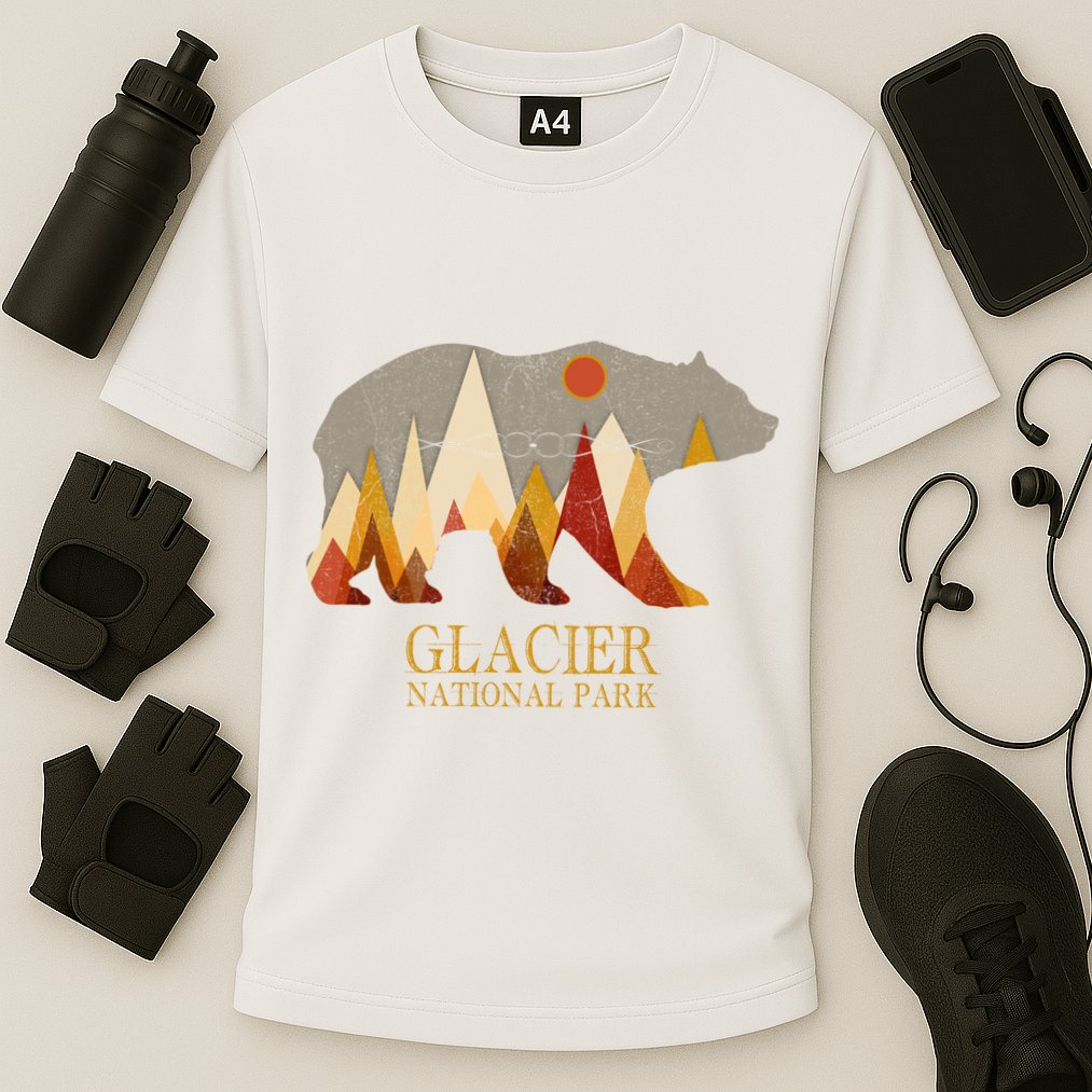 Retro Glacier Grizzly Bear Gift National Park Gift Cooling Performance Crew T-Shirt