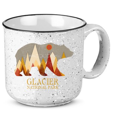 Retro Glacier Grizzly Bear Gift National Park Gift 15oz Campfire Ceramic Mug