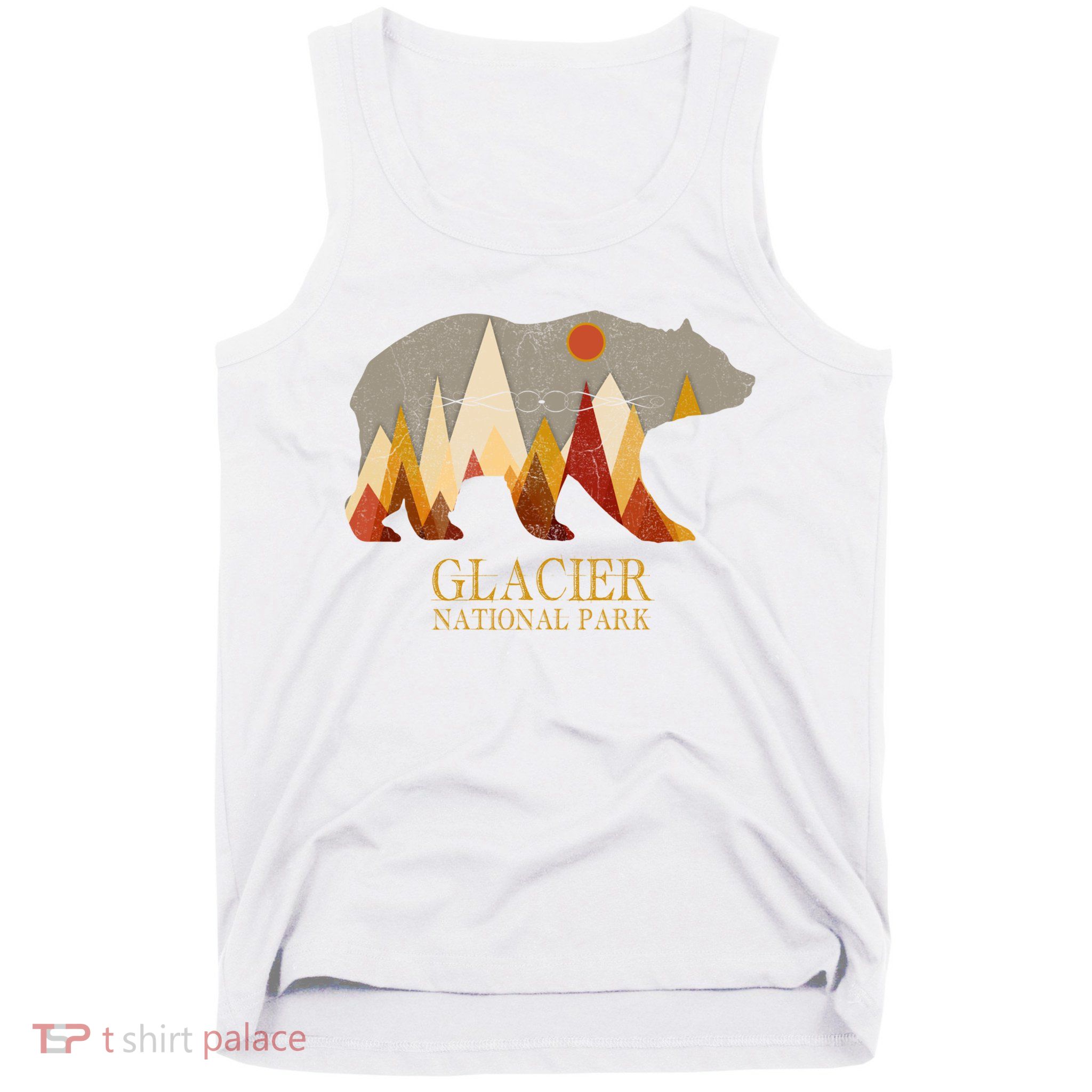 Retro Glacier Grizzly Bear Gift National Park Gift Tank Top