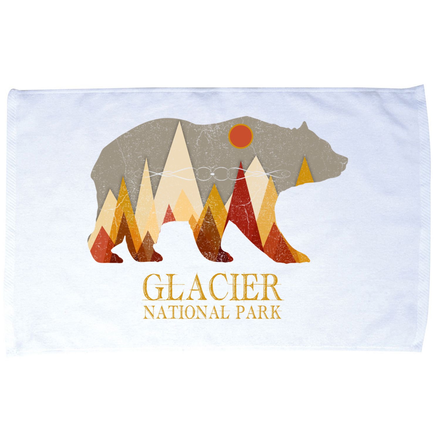 Retro Glacier Grizzly Bear Gift National Park Gift Microfiber Hand Towel