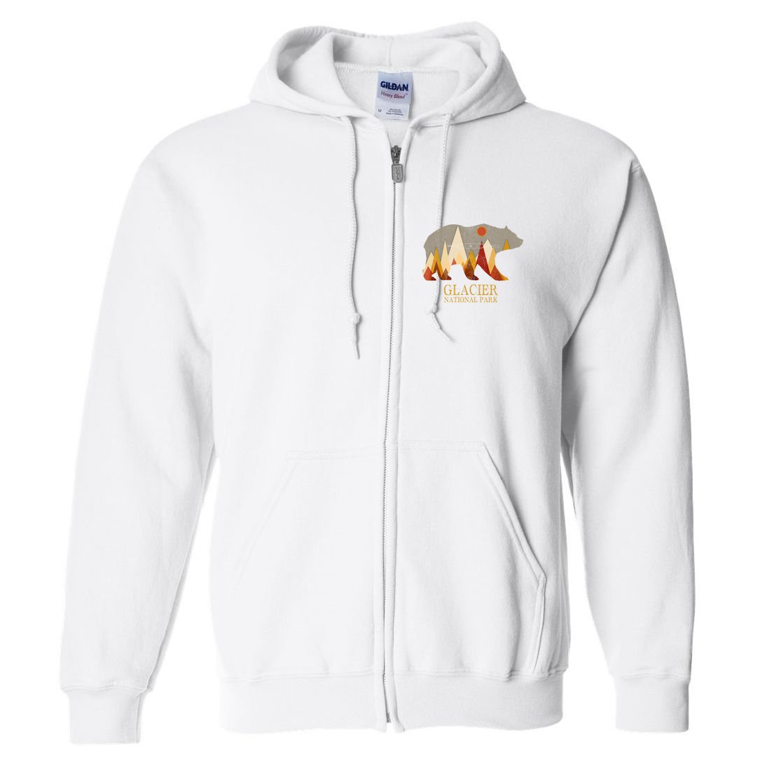 Retro Glacier Grizzly Bear Gift National Park Gift Full Zip Hoodie