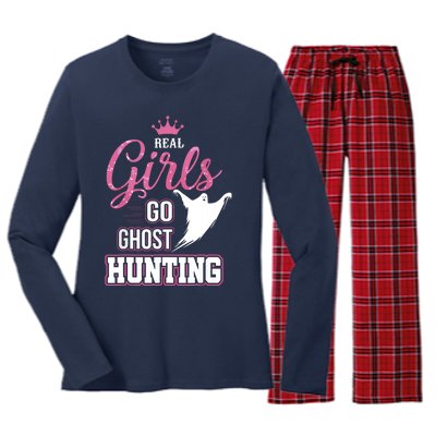 Real Go Ghost Hunting Gifts For Ghost Hunters Women's Long Sleeve Flannel Pajama Set 