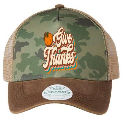 Retro Groovy Give Thank Thanksgiving Thankful Fall Autumn Legacy Tie Dye Trucker Hat