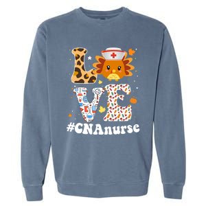 Retro Gobble Gobble Thanksgiving Cna Nurse Turkey Leoprad Rn Gift Garment-Dyed Sweatshirt