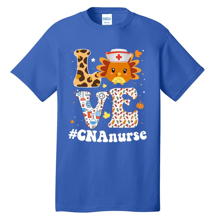 Retro Gobble Gobble Thanksgiving Cna Nurse Turkey Leoprad Rn Gift Tall T-Shirt