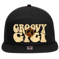 Retro Groovy Gigi Aesthetic Nostalgia 60's 70's Retro Gigi 7 Panel Mesh Trucker Snapback Hat