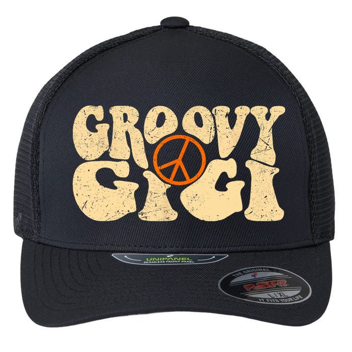 Retro Groovy Gigi Aesthetic Nostalgia 60's 70's Retro Gigi Flexfit Unipanel Trucker Cap